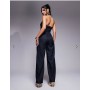 Kaiia exclusive tailored halterneck wide leg jumpsuit in navy pinstripe