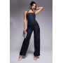 Kaiia exclusive tailored halterneck wide leg jumpsuit in navy pinstripe