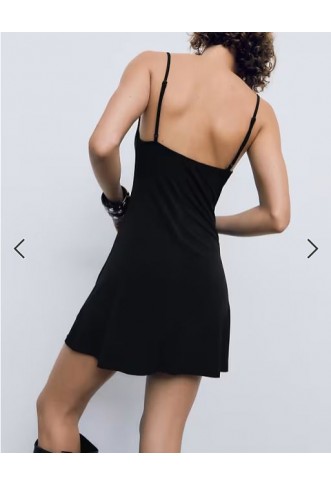 Stradivarius mini dress with neckline in black