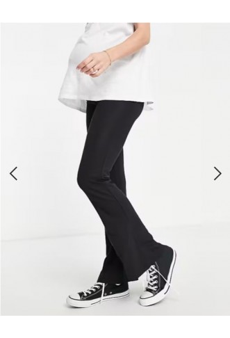 ASOS DESIGN Maternity over the bump kick flare trousers in black