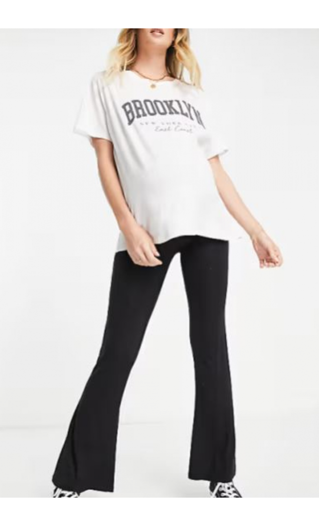 ASOS DESIGN Maternity over the bump kick flare trousers in black