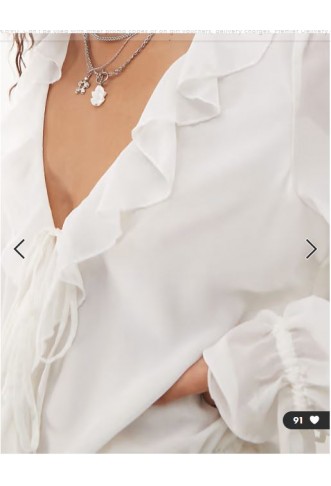 Monki ruffle mini dress in white