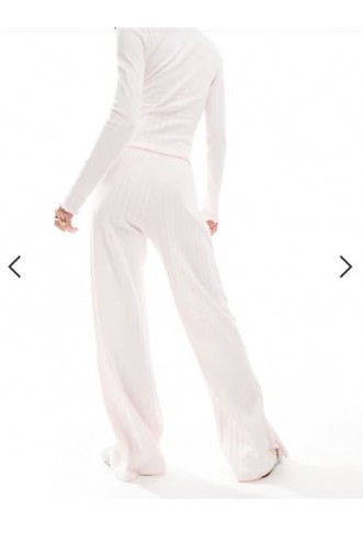 Miss Selfridge pointelle wide leg trouser co ord in pink