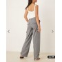 ASOS DESIGN utility trousers with pocket detail in brushed flannel in grey marl