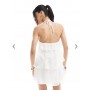 Pieces ruffle tiered mini dress with corsage detail in white