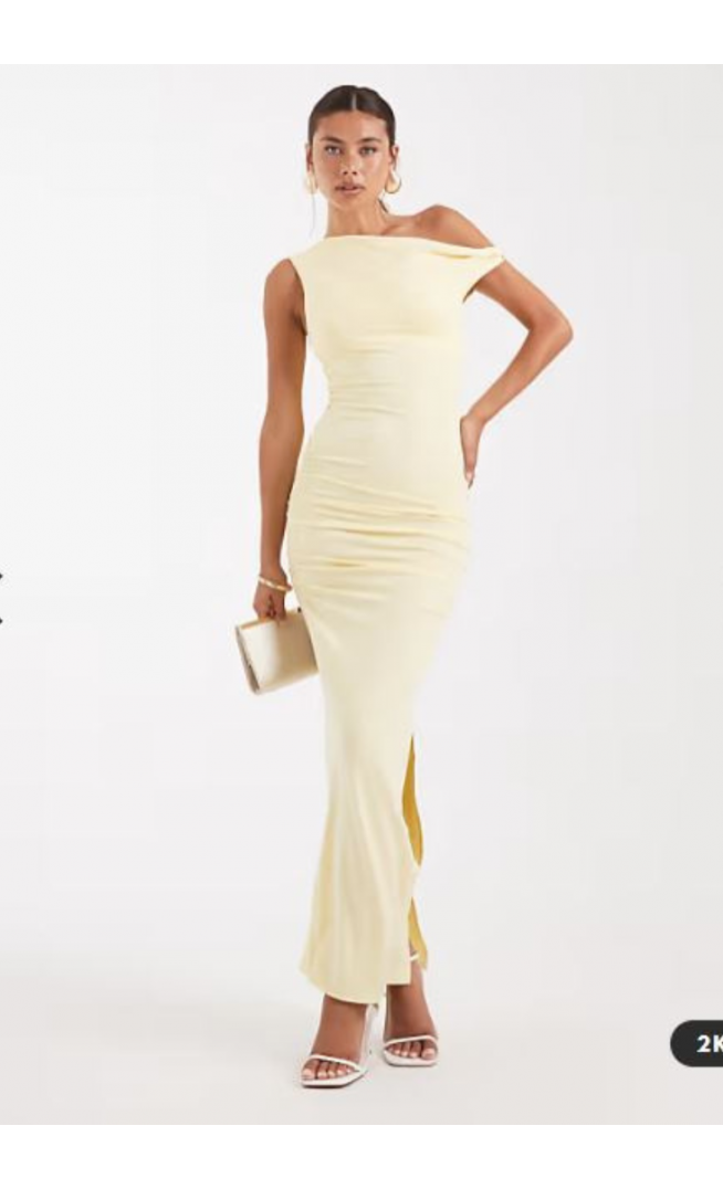 New Look fallen shoulder maxi dress in yellow