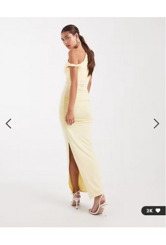 New Look fallen shoulder maxi dress in yellow