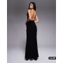 ASOS DESIGN diamante trimmed back draped maxi dress in black