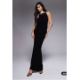 ASOS DESIGN diamante trimmed back draped maxi dress in black