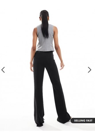 ASOS DESIGN Tall tailored slinky skinny flare trousers in black