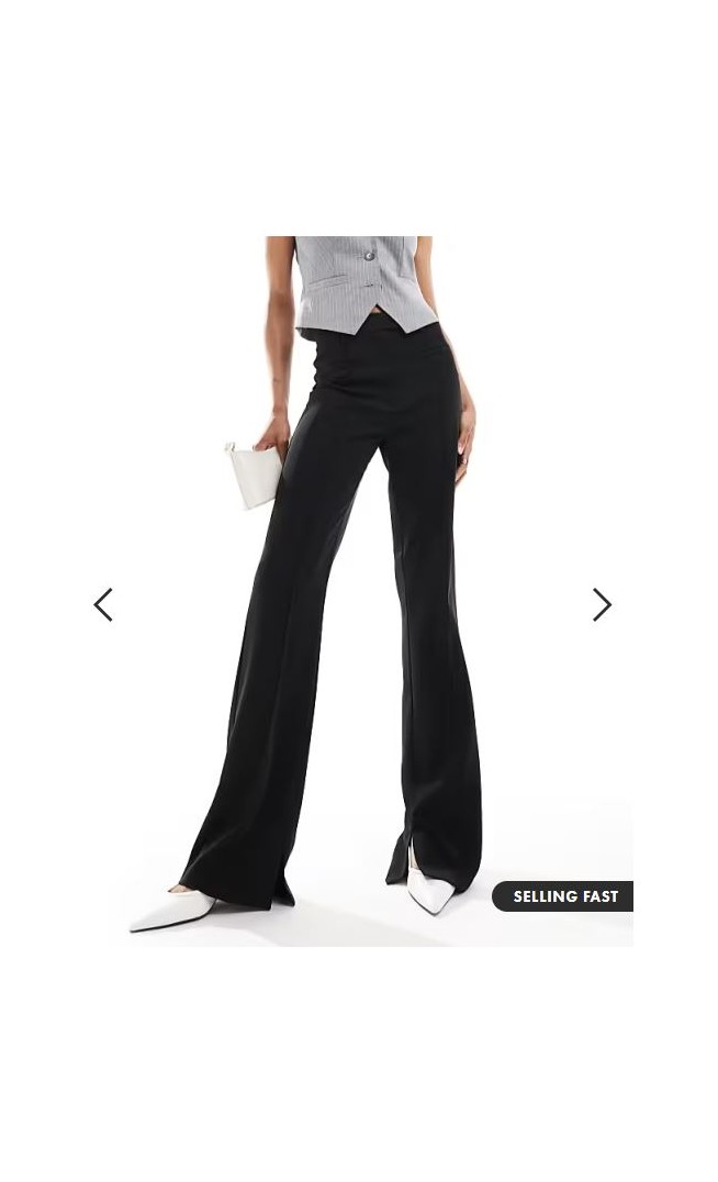 ASOS DESIGN Tall tailored slinky skinny flare trousers in black
