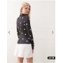 Monki long sleeve sheer t-shirt with front seam detail in black polka dot