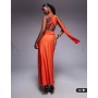 ASOS DESIGN one shoulder satin midi dress with neck tie in burnt orange