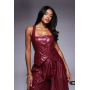 ASOS LUXE PU waist coat co-ord in dark cherry