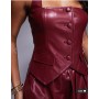 ASOS LUXE PU waist coat co-ord in dark cherry