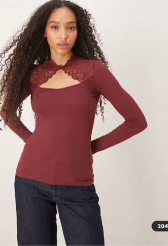 YAS lace detail long sleeve...