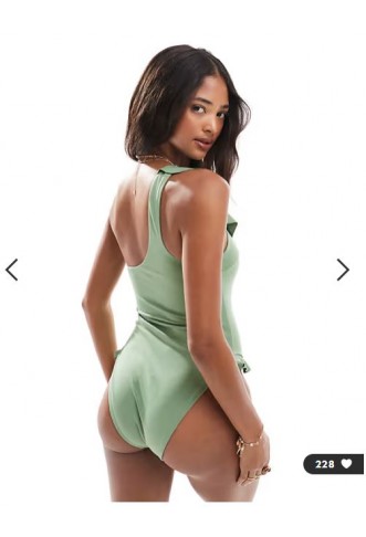 ASOS DESIGN Faith premium sculpting swimsuit in green - MGREEN