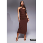 ASOS DESIGN bandeau mesh scarf detail maxi dress in brown
