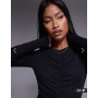 ASOS DESIGN ribbed ruched mini dress in black