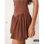ASOS DESIGN linen blend drop waist mini dress in chocolate