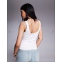 ASOS DESIGN double layer square neck tank top in ivory