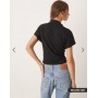 ASOS DESIGN twist shoulder drapey top in black