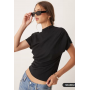 ASOS DESIGN twist shoulder drapey top in black