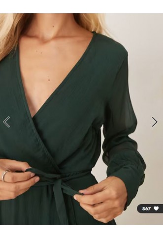 Vila longsleeve v-neck midi dress in dark green