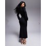 ASOS DESIGN super scoop midi dress with flute sleeves in black