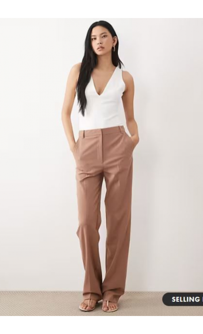 ASOS DESIGN Tall tailored slim straight trousers in mocha