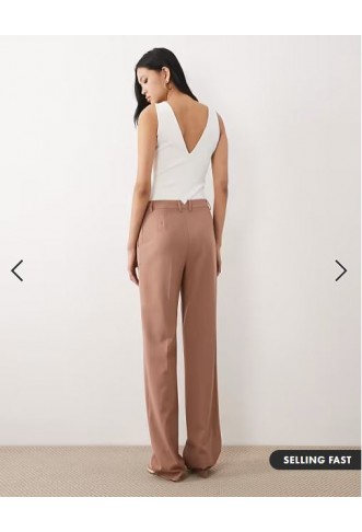 ASOS DESIGN Tall tailored slim straight trousers in mocha