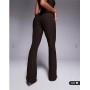 Kaiia exclusive double layered slinky gold hardware belt detail trouser co-ord in chocolate