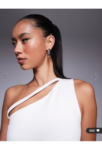 ASOS DESIGN double layer one shoulder top with strap detail in white