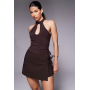 ASOS DESIGN bengaline tie side skort in chocolate