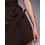 ASOS DESIGN bengaline tie side skort in chocolate