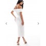 Vesper bengaline bardot sweetheart neck wrap midaxi dress in white