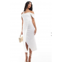 Vesper bengaline bardot sweetheart neck wrap midaxi dress in white