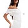 Vesper bengaline bardot sweetheart neck wrap midaxi dress in white