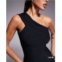 Kaiia exclusive one shoulder asymmetric bodycon bandage mini dress in black