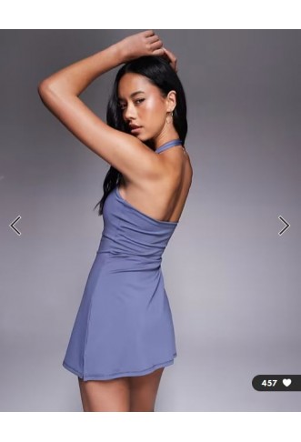 ASOS 4505 active halter neck tennis dress with under shorts in Cornflower