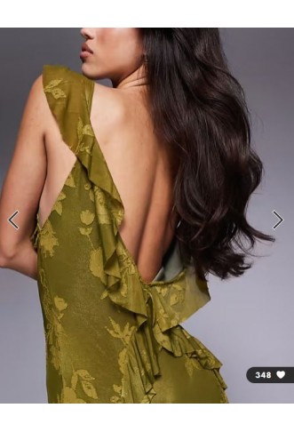 ASOS DESIGN ruffle cami strap maxi dress in olive green