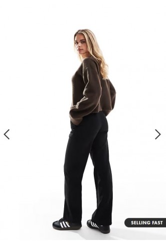 ASOS DESIGN Petite tailored slim straight trousers in black