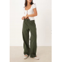 ASOS DESIGN barrel leg trouser with boxer fly in paper touch cotton in khaki