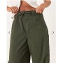 ASOS DESIGN barrel leg trouser with boxer fly in paper touch cotton in khaki