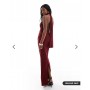 ASOS DESIGN mesh twist bust detail halter maxi dress with tie back neck in wine