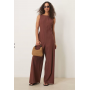 ASOS DESIGN tennis seamed wide leg jumpsuit in chocolate