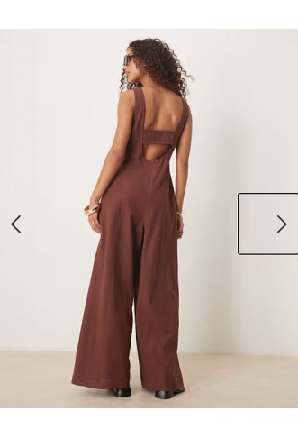 ASOS DESIGN tennis seamed wide leg jumpsuit in chocolate