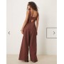 ASOS DESIGN tennis seamed wide leg jumpsuit in chocolate
