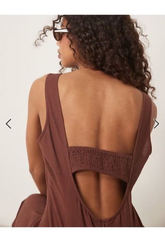 ASOS DESIGN tennis seamed wide leg jumpsuit in chocolate