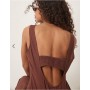 ASOS DESIGN tennis seamed wide leg jumpsuit in chocolate